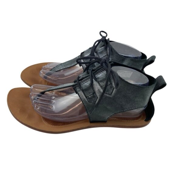 *SOREL Summer Boot Sandal Womens 10 Gray Distressed Leather Gladiator Festival - Picture 9 of 16